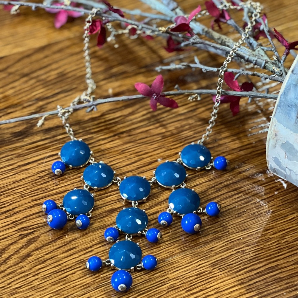 J.Crew Blue Bubble Statement Bib Necklace